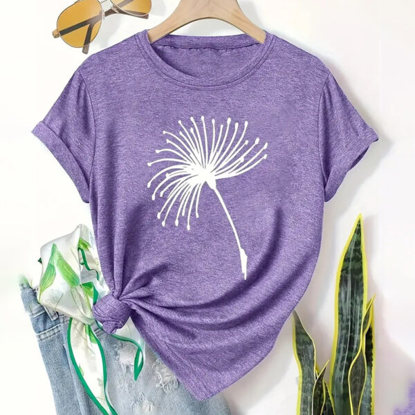 5 Pack Women's Round Neck Short Sleeve Tops - Floral Print Summer Casual Tee Set - Image 8