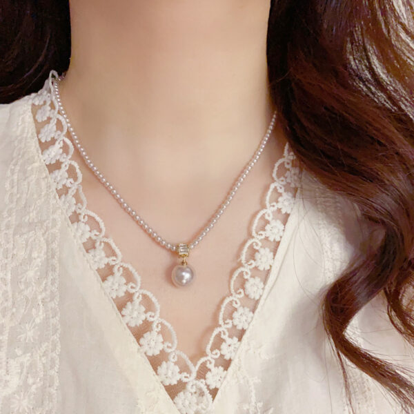 Lady Temperament All-match Zircon Pearl Pendant Necklace