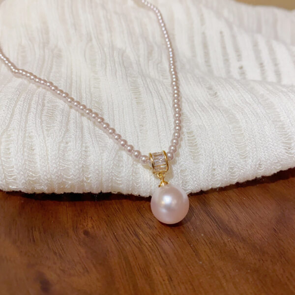 Lady Temperament All-match Zircon Pearl Pendant Necklace - Image 3