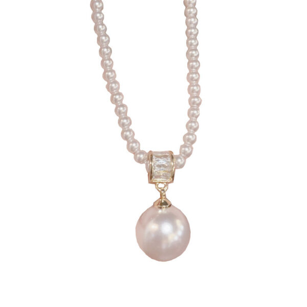 Lady Temperament All-match Zircon Pearl Pendant Necklace - Image 2