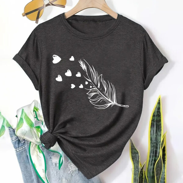 5 Pack Women's Round Neck Short Sleeve Tops - Floral Print Summer Casual Tee Set - Image 7