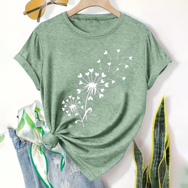 5 Pack Women's Round Neck Short Sleeve Tops - Floral Print Summer Casual Tee Set - Image 6