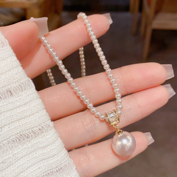Lady Temperament All-match Zircon Pearl Pendant Necklace - Image 5
